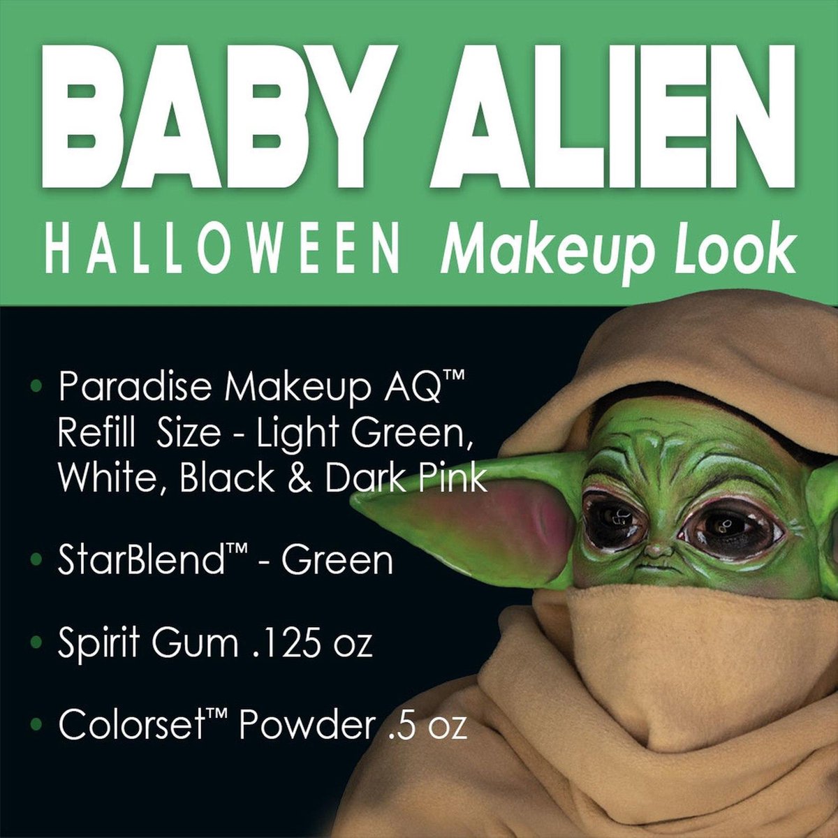Halloween 2020 Complete Schmink Kit - Baby Yoda (met stap-voor-stap instructiefilmpje)
