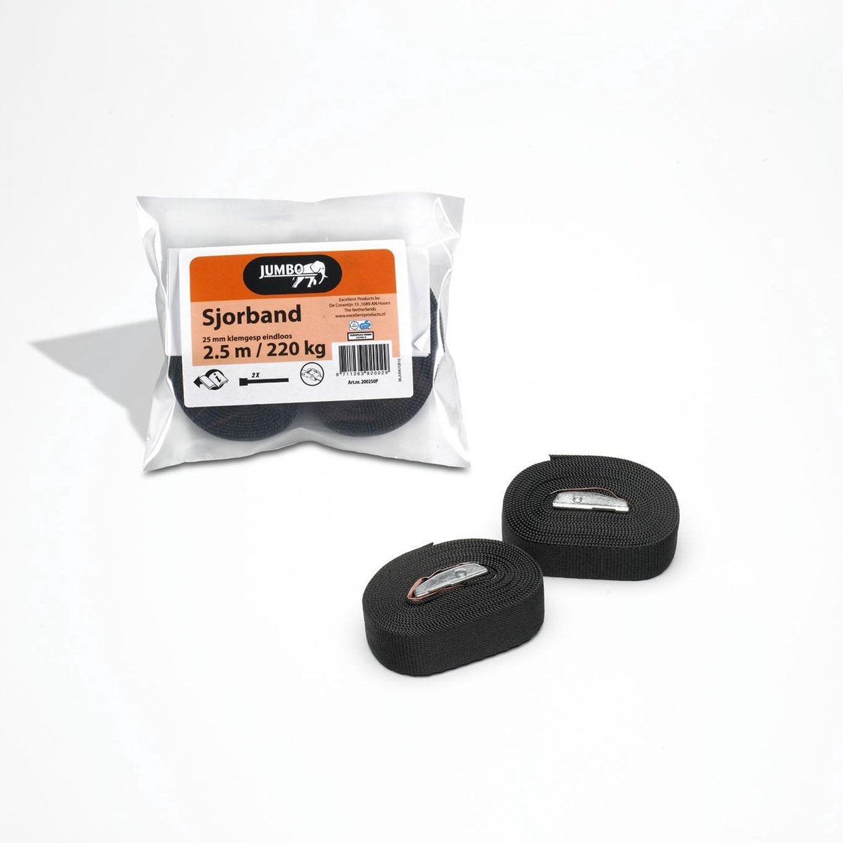 3x set Spanband met klemgesp  2.5mx25mm