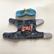 Dierplezier - Wandel tuigje knaagdier - Leiband knaagdier - M - Hamster wandelleiband - Tuigje met klittenband - Tuigje wandelen rat - Harnas voor cavia - Gareel voor fret – blauwe glitter gareel met leiband