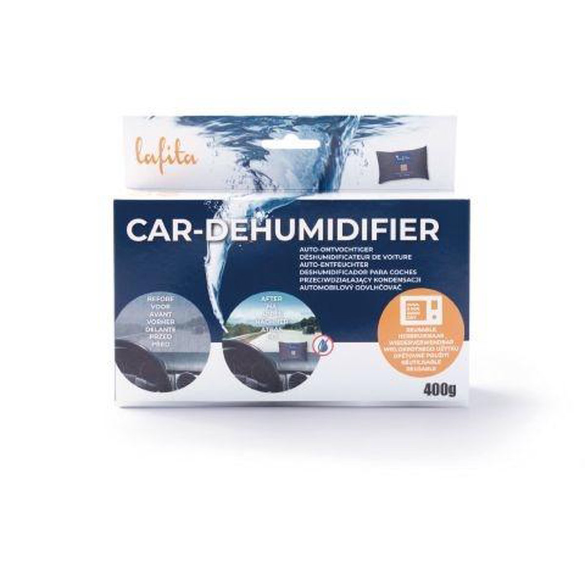 Lafita - Auto vochtvanger herbruikbaar - Anti condens - 450 gram -