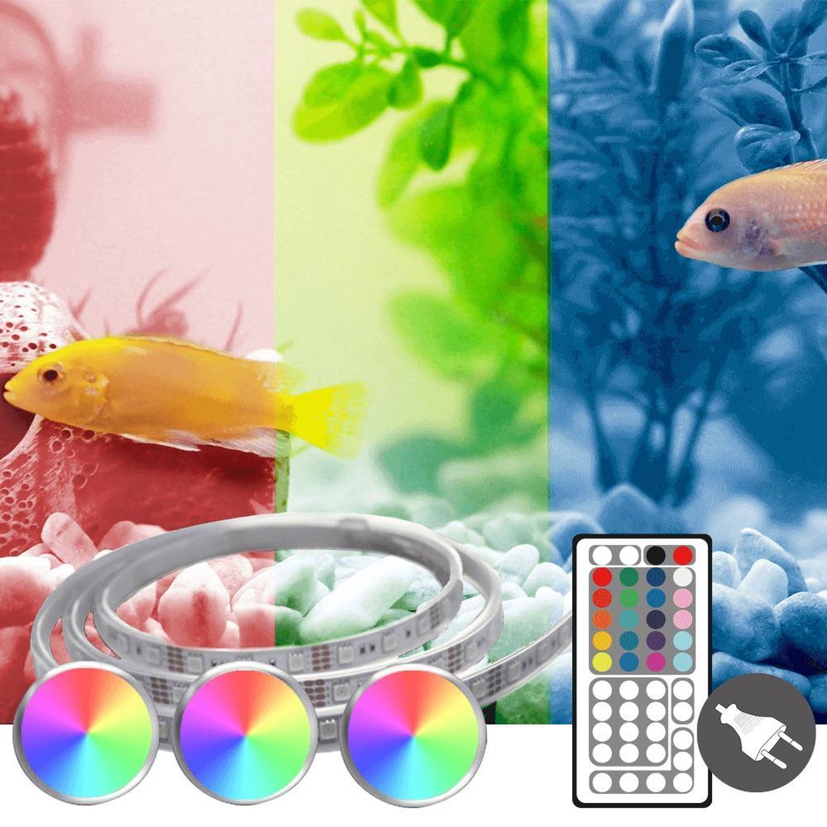 Led strip 200 t/m 250 cm 3x RGB voor aquarium- Complete set