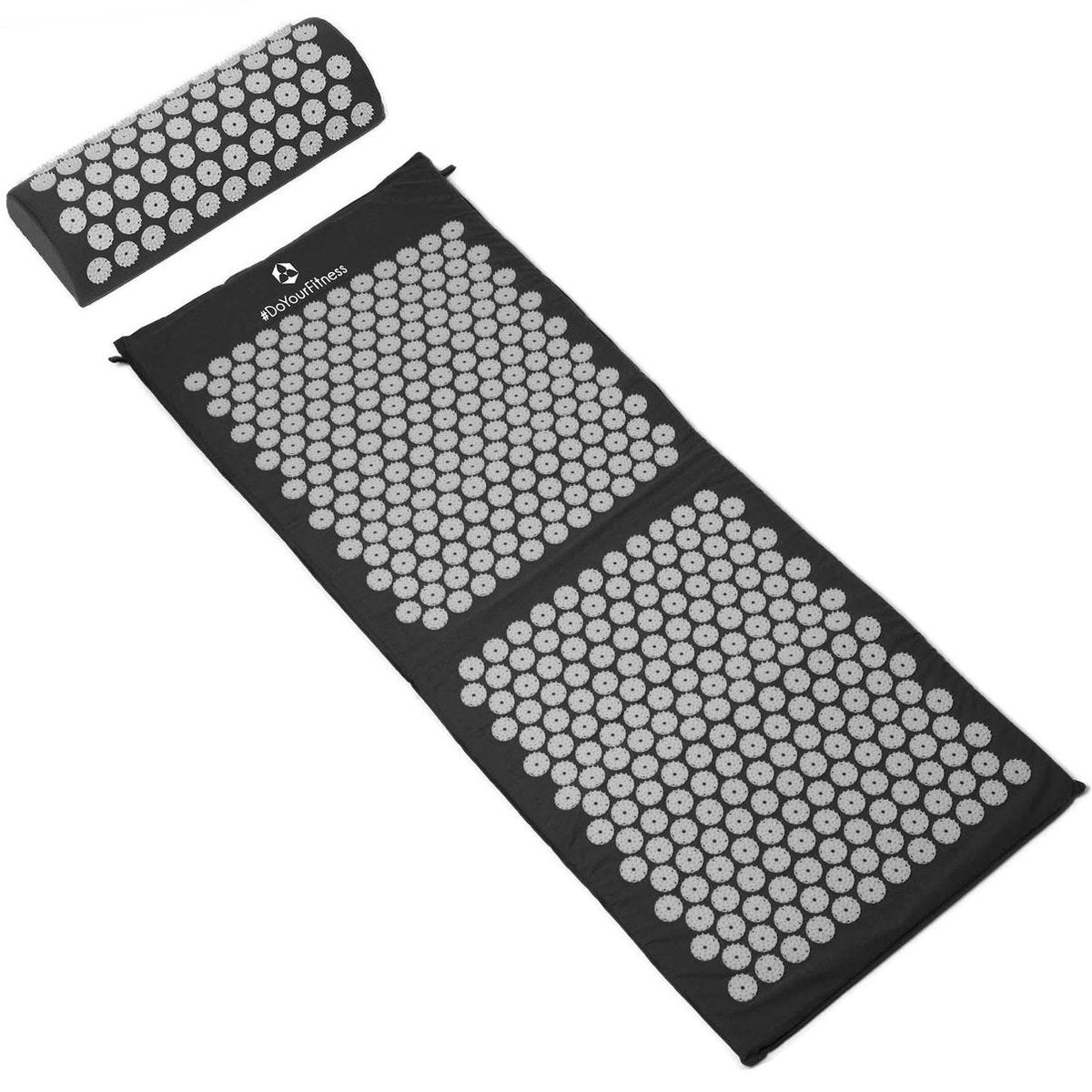 #DoYourFitness - XXL Acupressuur Set - »Yumanyi« - mat + kussen - Maat : spijkermat (125x48cm) en kussen (48x9cm) - zwart