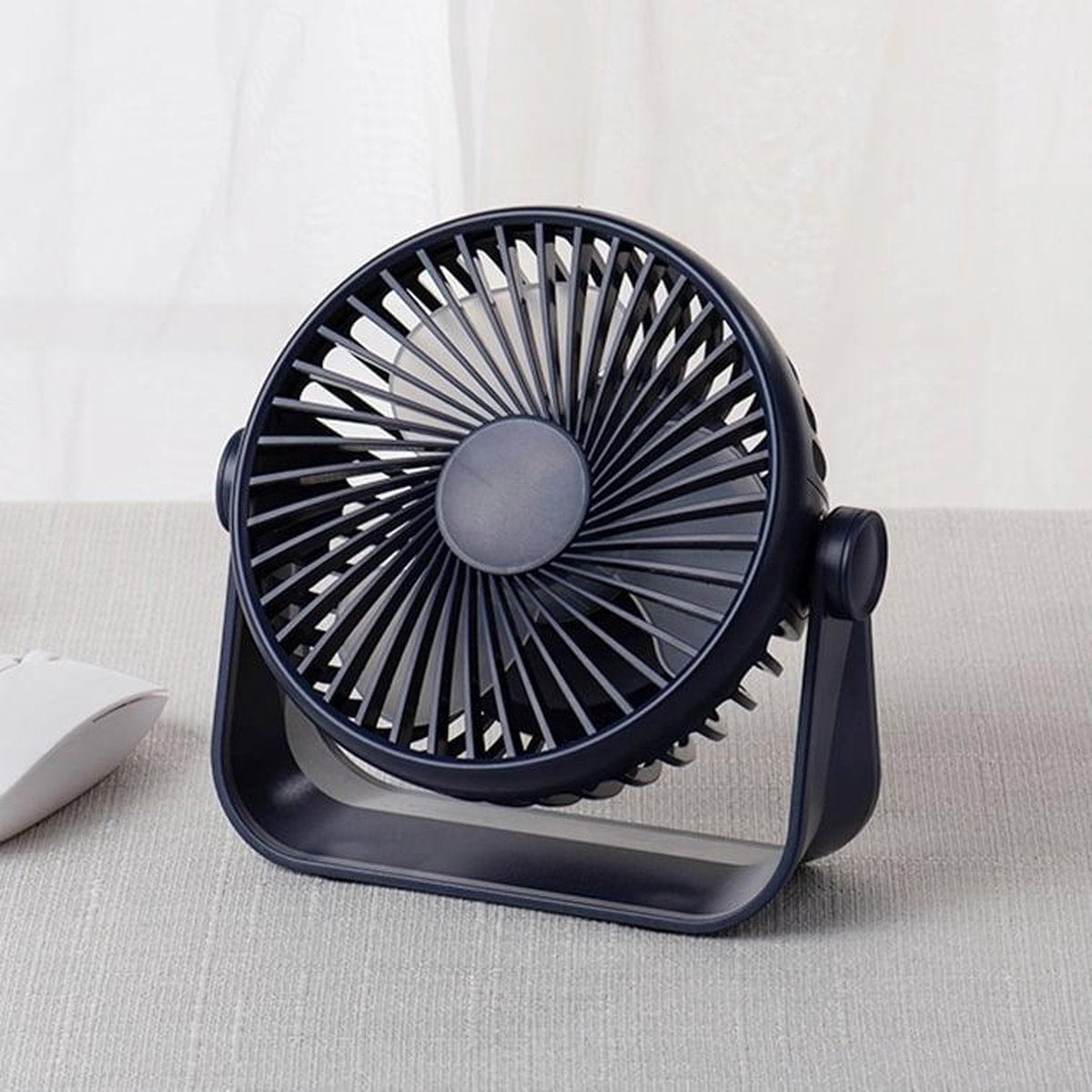 D605 Windsnelheid instelbare draagbare desktopventilator met vier niveaus (blauw)