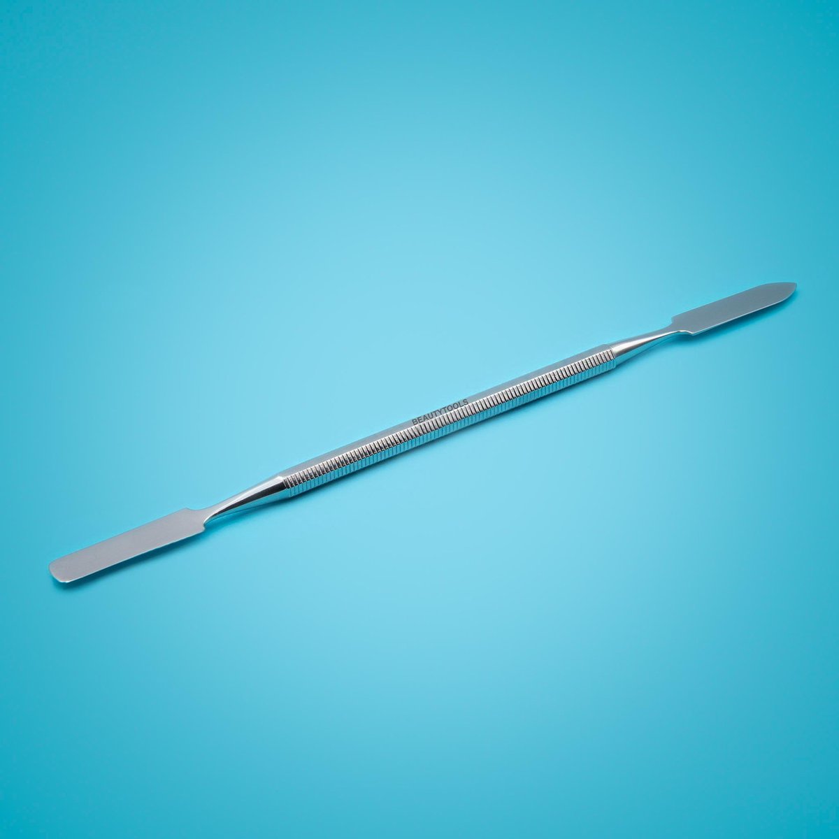 Beautytools INOX Manicure / Pedicure Platte Spatel/ Acrylspatel voor Gelnagels - Zalfspatel - Geprofileerd handvat 17 cm (OI-0577)
