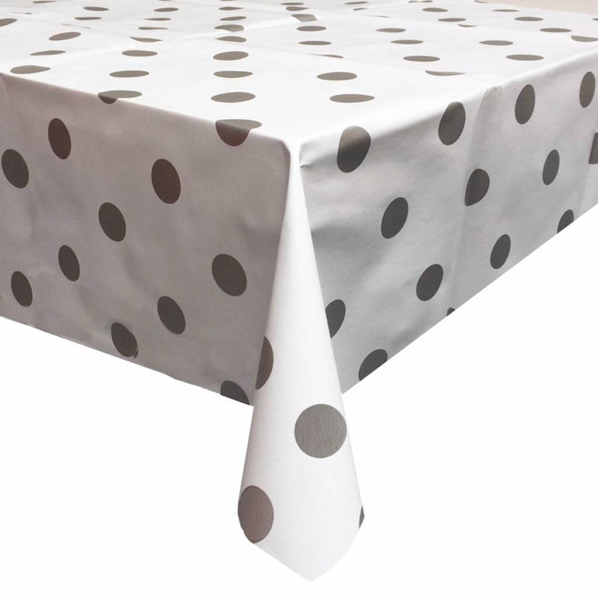 MixMamas Tafelzeil Grote Stip - 140 x 300 cm - Wit/Zilver