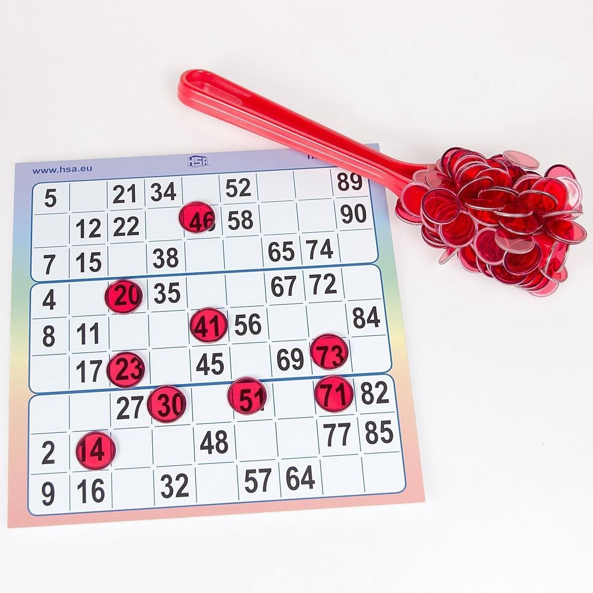 Bingofiches Ø17mm met magneetstok - Kleur: Rood