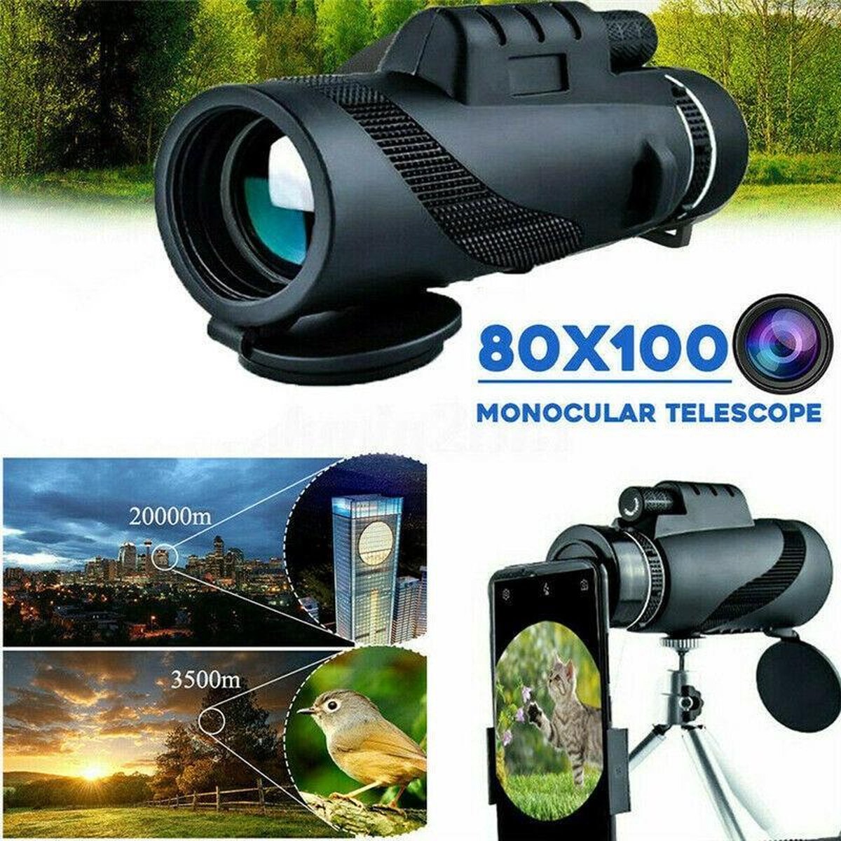 Baymate Nieuwe 80x100 Vergroting Draagbare Monoculaire Telescoop Nacht Handheld Telescoop Militaire Waterdichte Jacht Telescoop 02 With Tripod