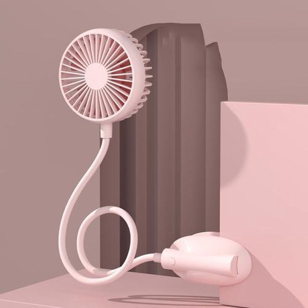 WS13 Sport Lazy Hanging Neck Fan Draagbare opvouwbare desktopventilator (roze)