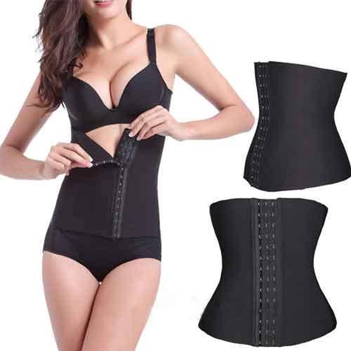 Waist trainer met stalen baleinen Zwart M