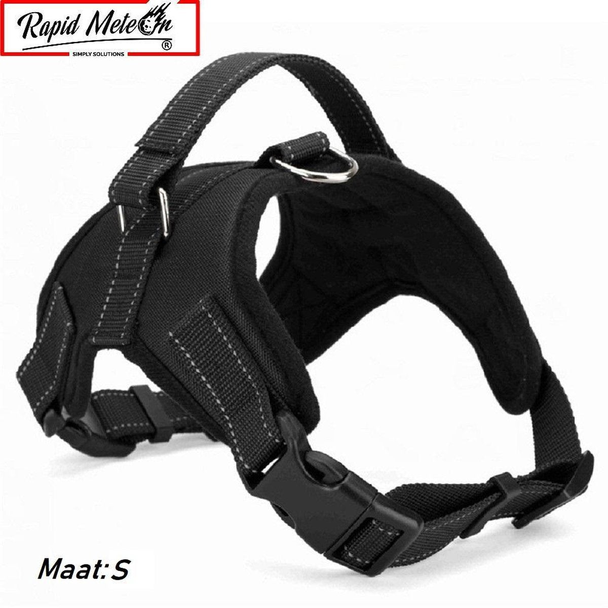 Honden Harnas/Riem/Tuigje - Hond Uitlaten - Trainen - Zwart - Maat S - Rapid Meteor®