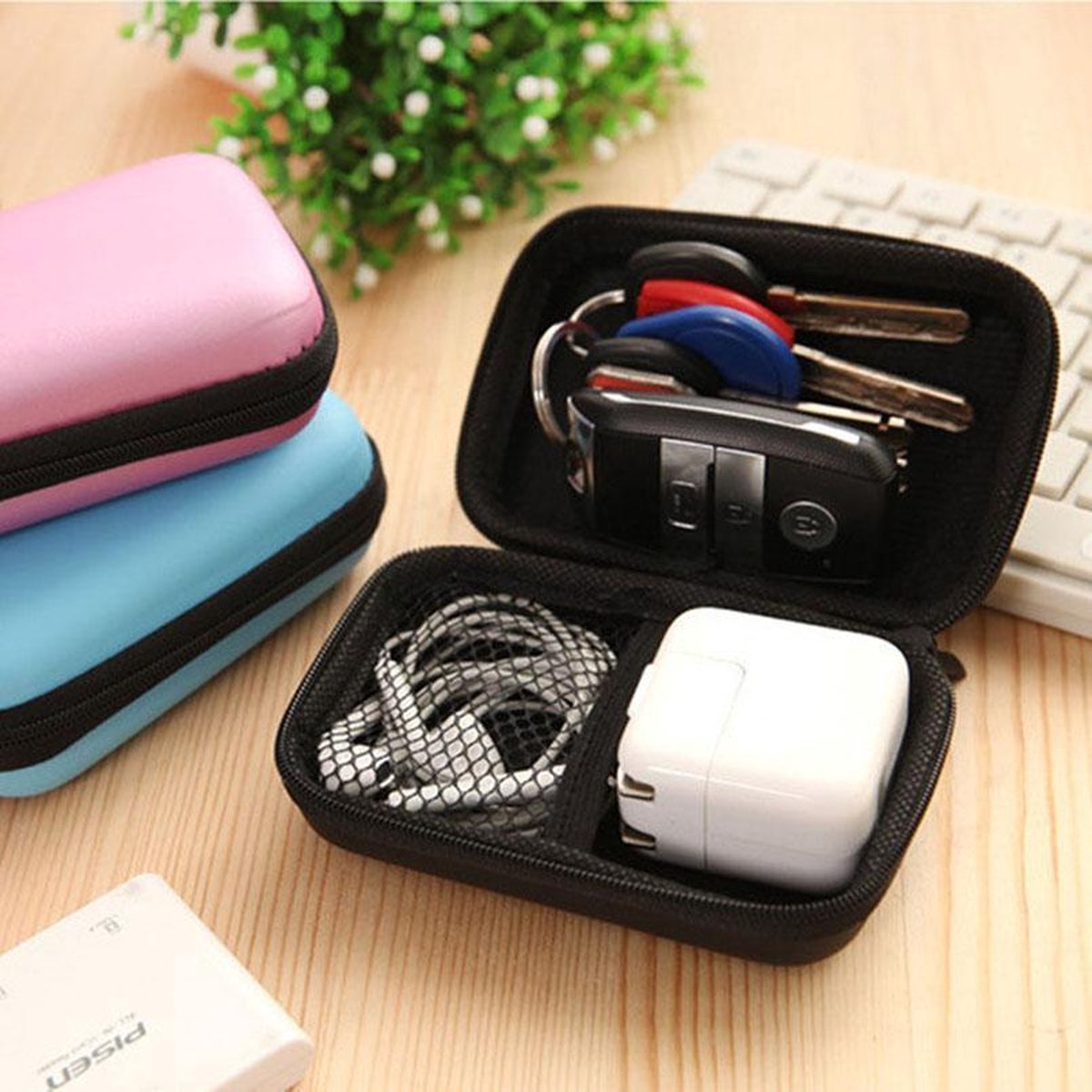 Handige Oortjes Zipper Bag Om Oortjes Te Bewaren - Op Reis - Reizen - Vakantie - Koptelefoon - Headset - Oordoppen - Opbergtas - Rits