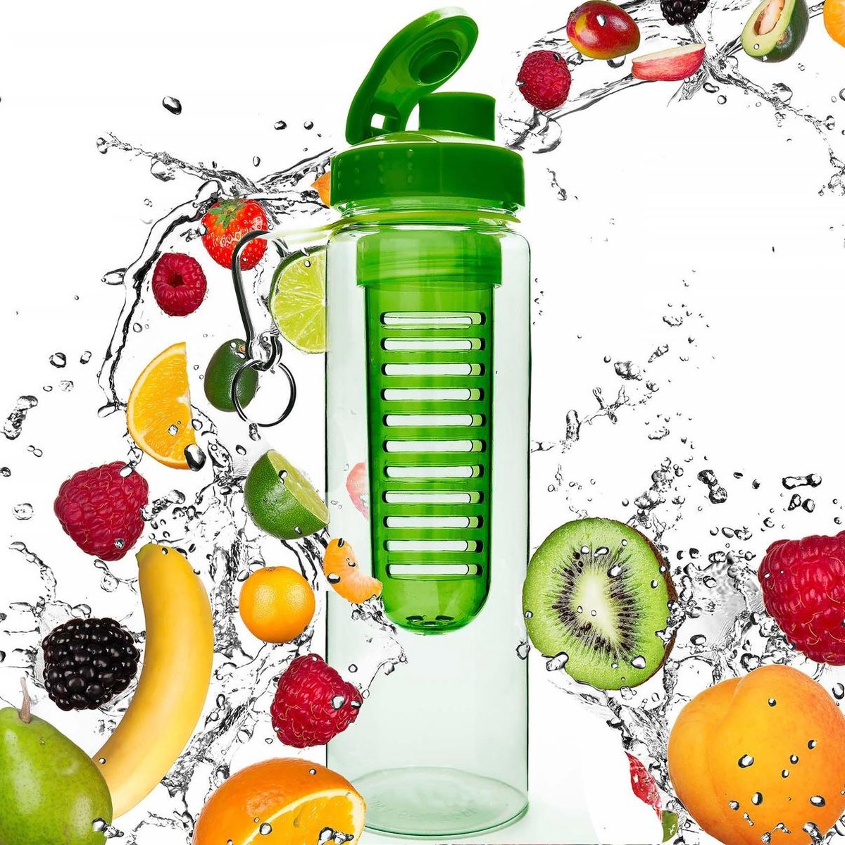 #DoYourFitness - Fruitwater fles - »FruitInfusior« - Fruit infuser voor fruitpunches / groente spritzers - 800ml - groen
