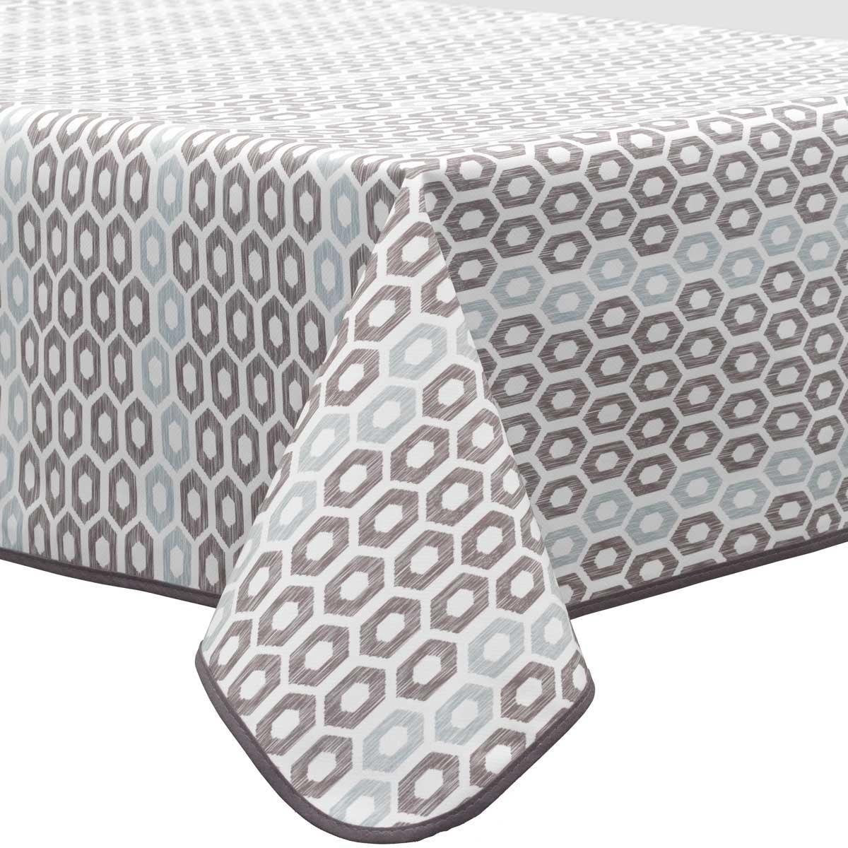MixMamas Vierkant Tafelzeil - Ø 140 cm - Honingraat - Hexagon - Zwart/Blauw
