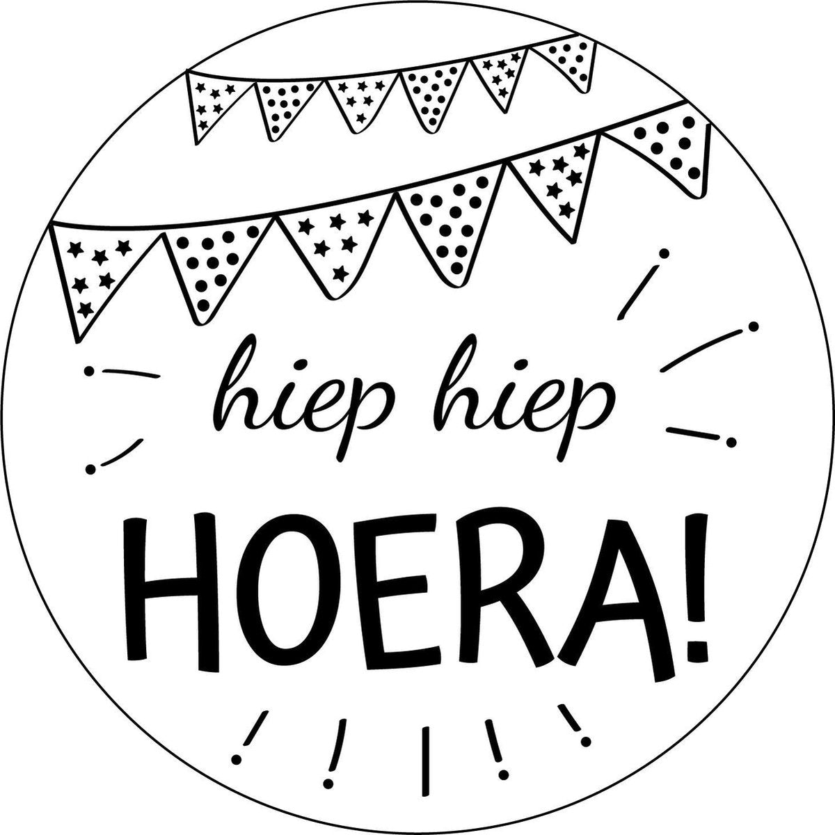 Verjaardag raamsticker rond - Decoratie feest - Raamsticker - Verjaardag - Hoera - Zwart