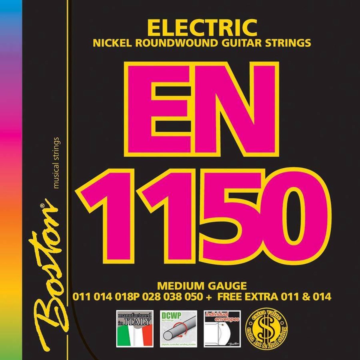 Snarenset elektrische gitaar Boston EN-1150 nickel roundwound Medium