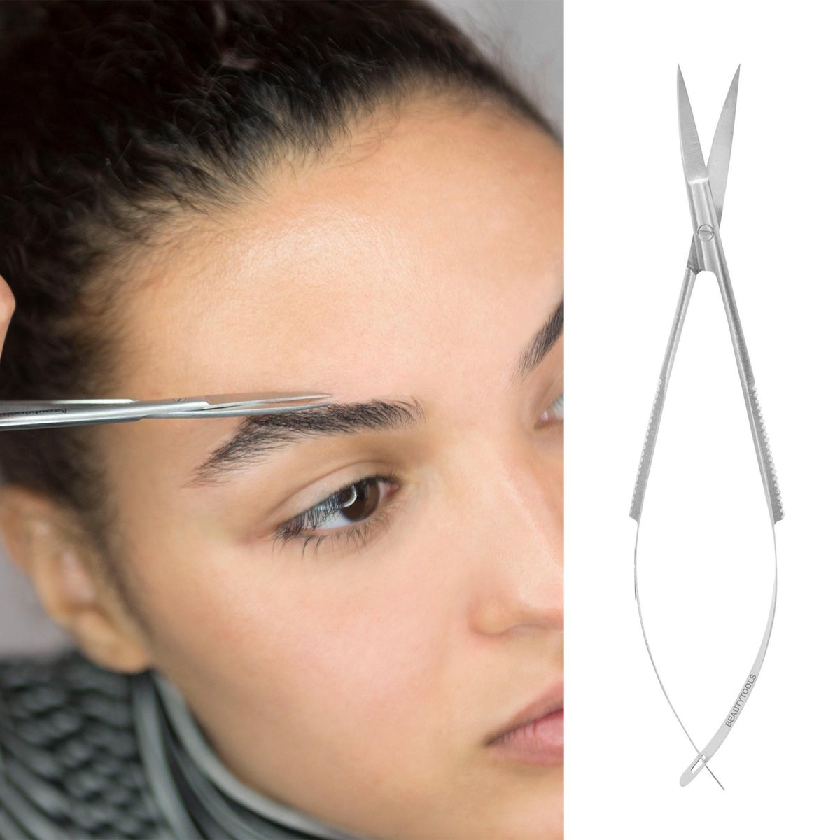 BeautyTools Professionele Veerschaar - Wenkbrauw schaartje / Wenkbrauw Trimmer/ Eyebrow Scissor - Recht snijvlak - 12 cm (NS-0881) INOX