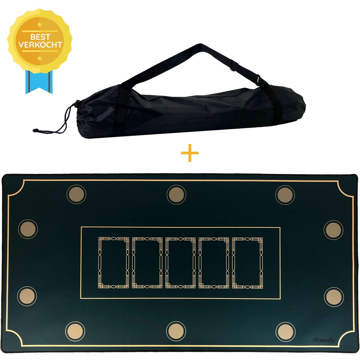 Luxe Pokertafel Kleed Inclusief Speelkaarten - Oprolbaar Antislip Pokerkleed en Pokermat - 2 tot 10 Spelers - Poker Speelmat -  Kaartkleed - Geschikt voor Eettafel - 60 x 120cm