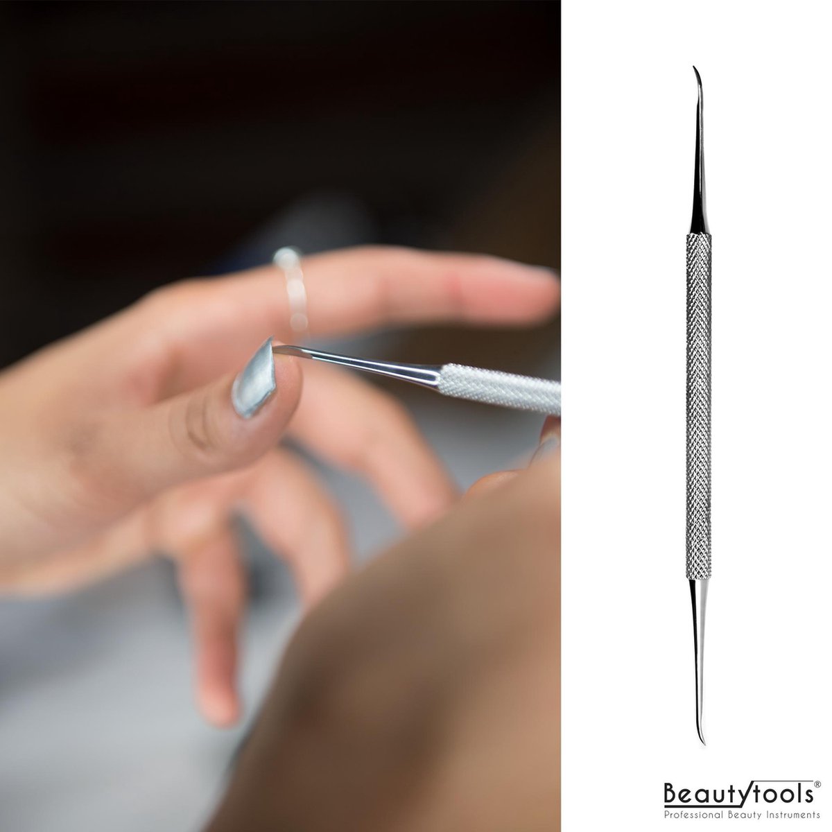 BeautyTools Pedicure Instrument Voor Verwijderen van Kalk en Vuil - Tamponagehaak - Dubbelzijdig Gebogen 1 mm / 2 mm (NC-0614) INOX