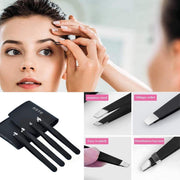 BOTC 4 delige Wenkbrauw Epileer Pincet - Slant Tweezer - zwart