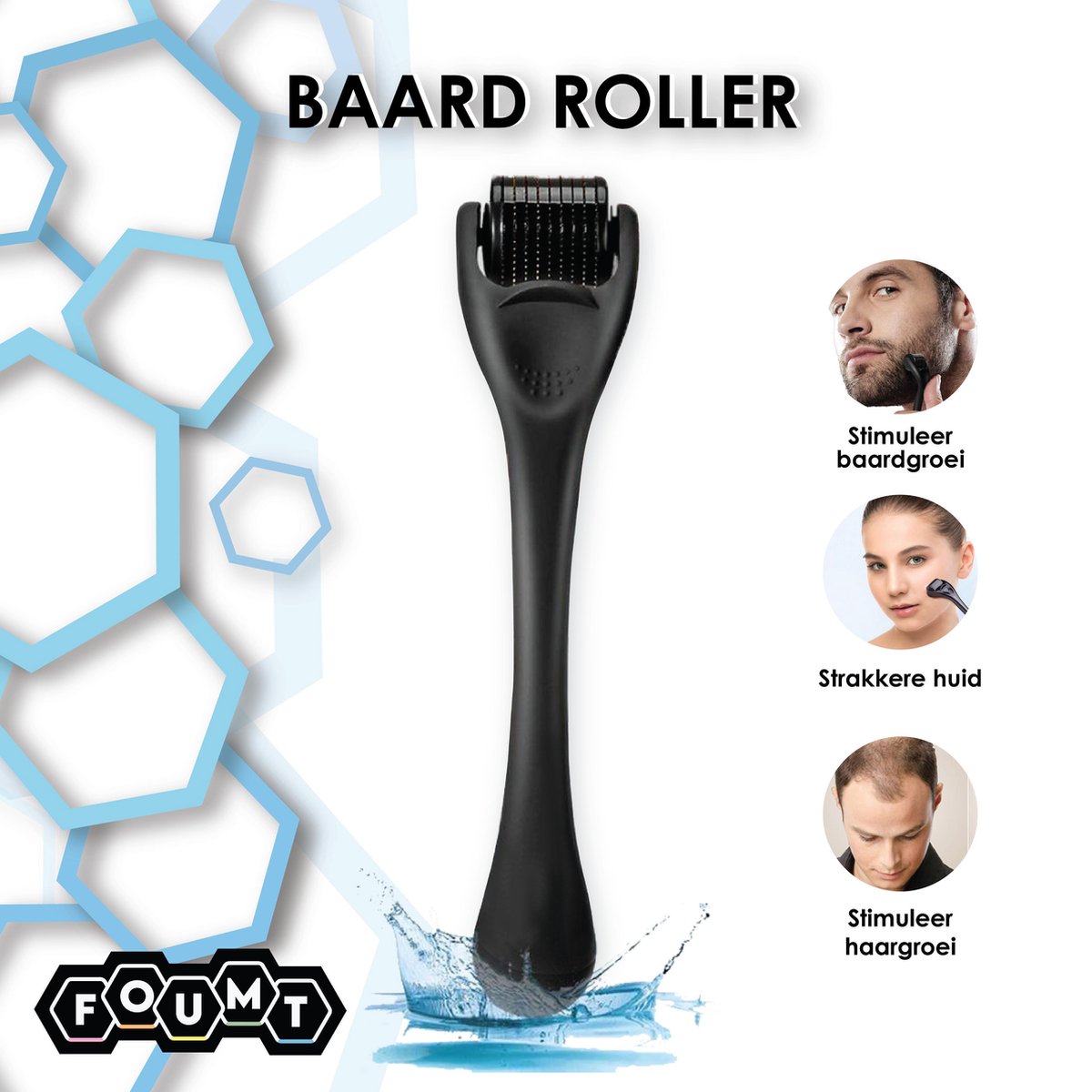 Foumt Baard Roller B1 - Baardroller - Dermaroller - Baard - Dermapen - Dermaroller 0 5 titanium - 0.5mm - Zwart