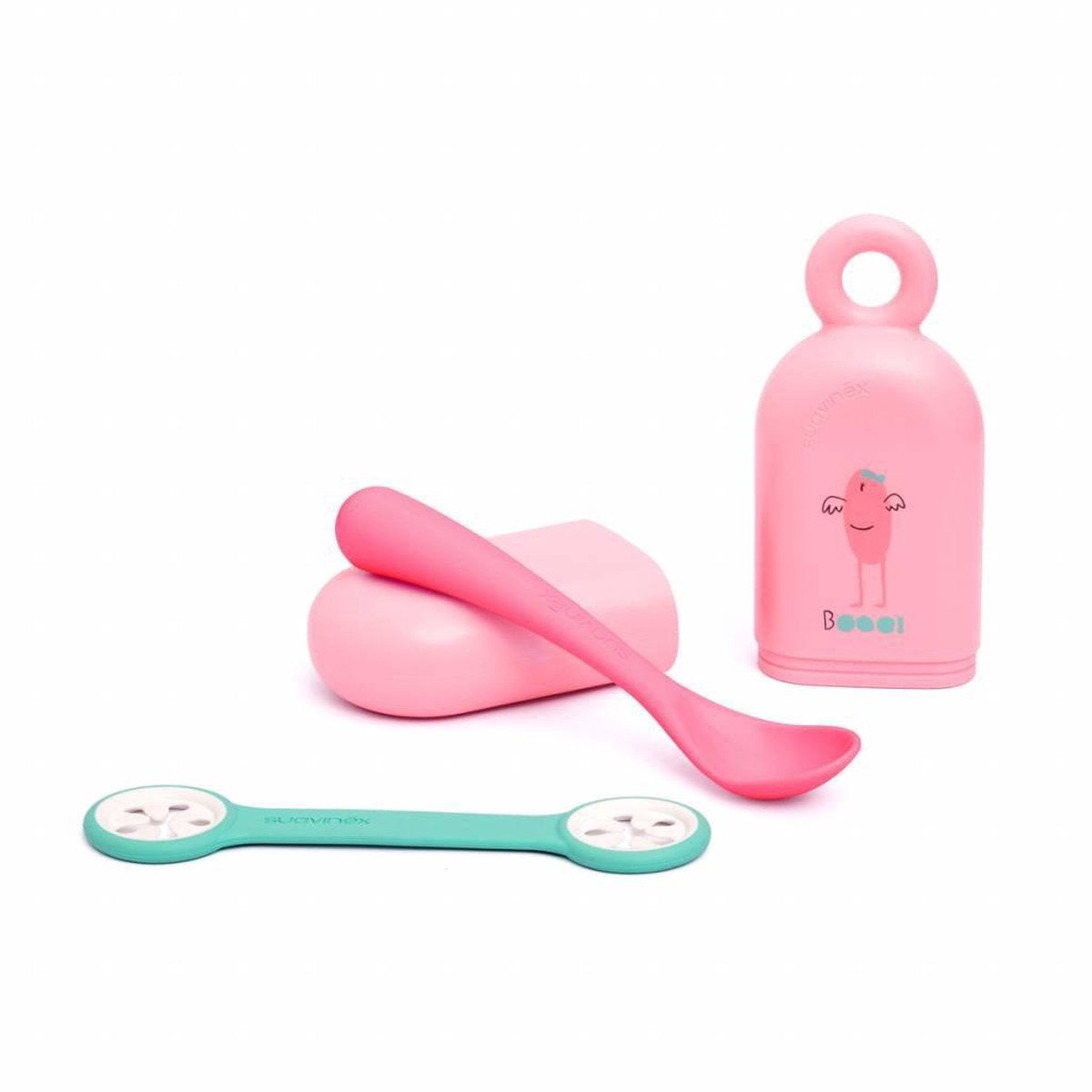 Booo Lepel Roze met BIB clip en opbergdoosje