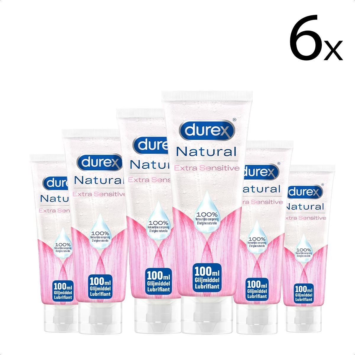 Durex Glijmiddel Natural - Extra Sensitive  - 100% natuurlijk - 100ml x6