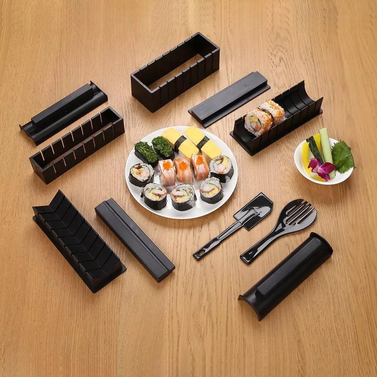 Sushi Maker | Sushi Servies l Sushi Set | Sushi Kit | Sushi | Sushi roller | XXL sushi set | Sushi kit 10-delig | Sushi maken | Kunststof | Zwart |