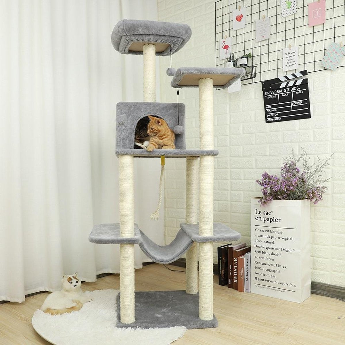 TBG Krabpaal Huis Toren Condo Kat Krabpalen voor Kat Kitten Kat Springen Speelgoed met Ladder Speelboom AMT0012GY