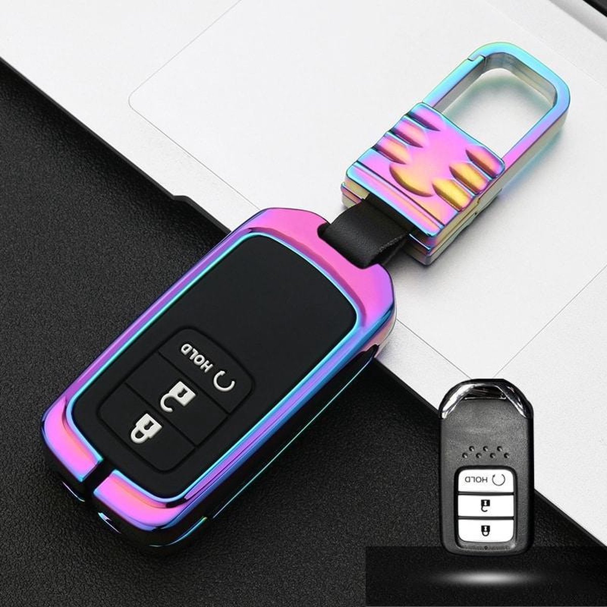 Auto Lichtgevende All-inclusive Zinklegering Sleutel Beschermhoes Sleutel Shell voor Honda F Stijl Smart 3-knop (Kleur)