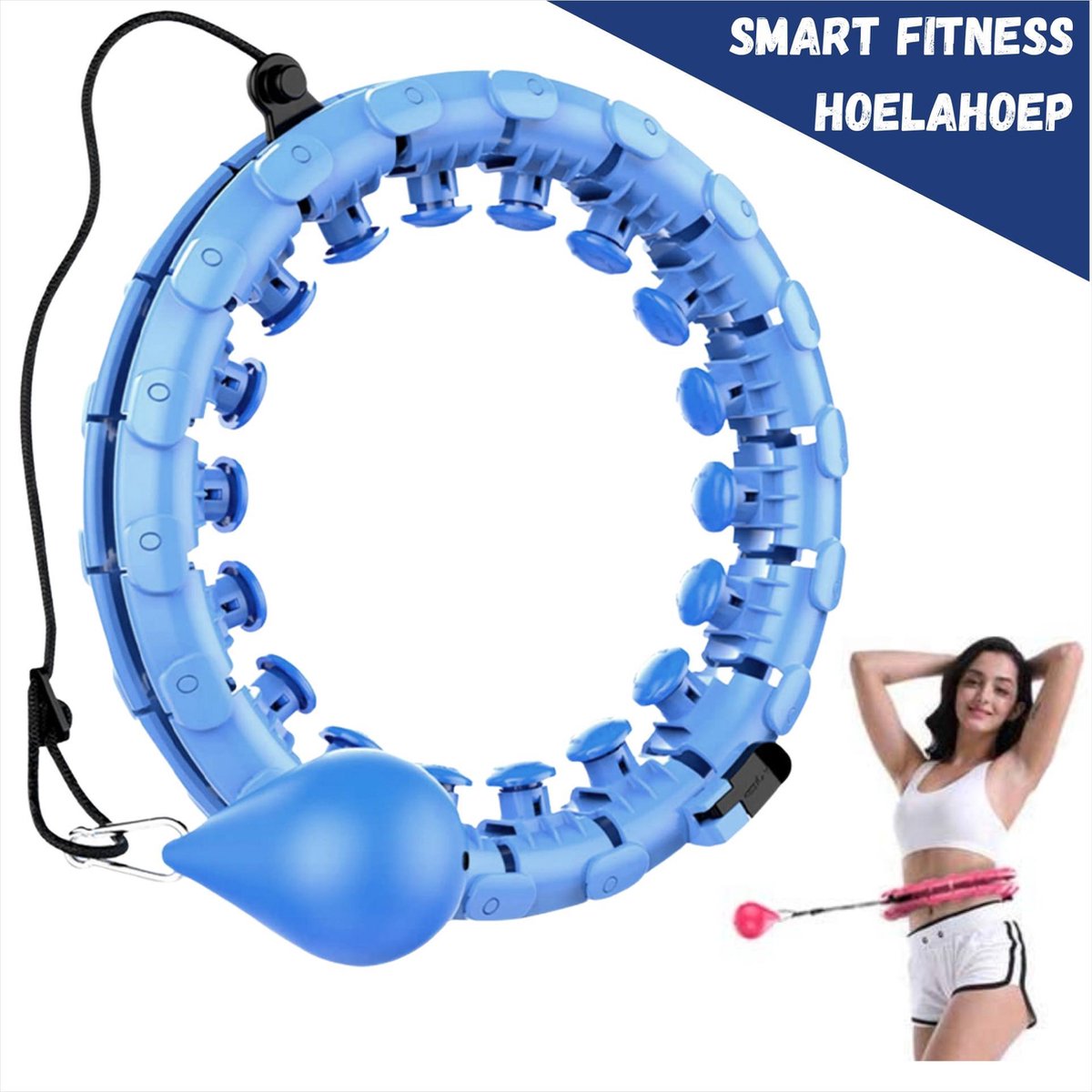 Fitness Hoelahoep - Smart Hoelahoep - Hoepel Fitness - Hula Hoop Fitness - Hula Hoop Gewicht - Weighted Hula Hoop - Blauw