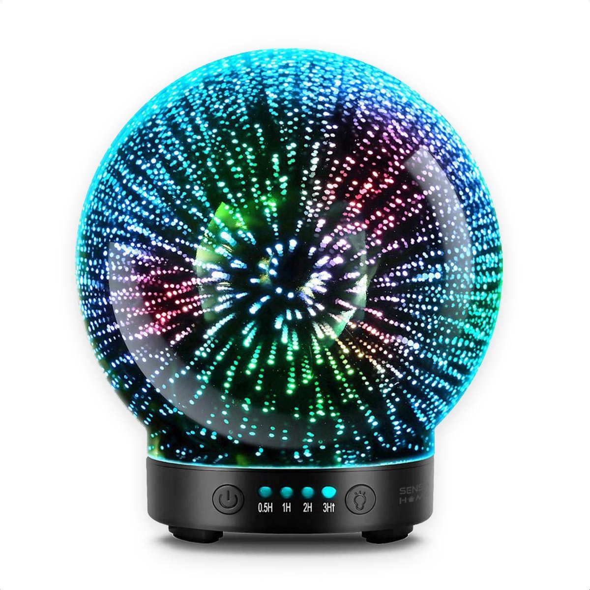 SensaHome Glazen 3D Aroma Diffuser - Nachtlamp en Luchtbevochtiger - Kleurrijke LED-verlichting - Aroma Vernevelaar - Galaxy 3