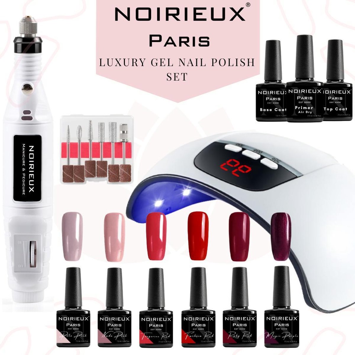 Gellak starterspakket - Gellak - 6 top kleuren gellak nagellak - UV led lamp 54W - Elektrische nagelvijl - Manicure set - Nagellak set