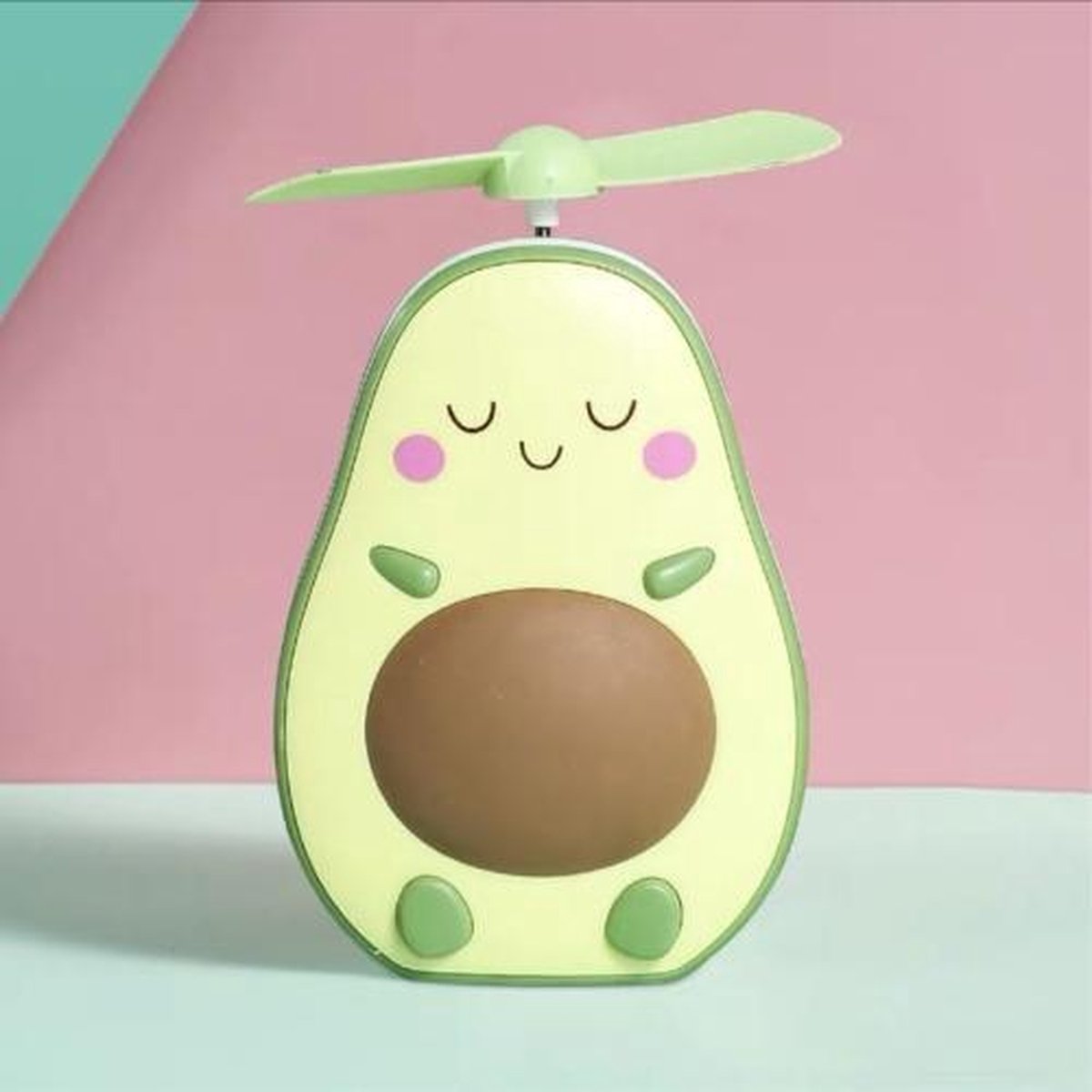 2 STKS Mini Avocado Make-up Spiegel Ventilator Handheld USB Oplaadventilator Met LED Nachtlampje (Bruin)