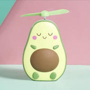 2 STKS Mini Avocado Make-up Spiegel Ventilator Handheld USB Oplaadventilator Met LED Nachtlampje (Bruin)