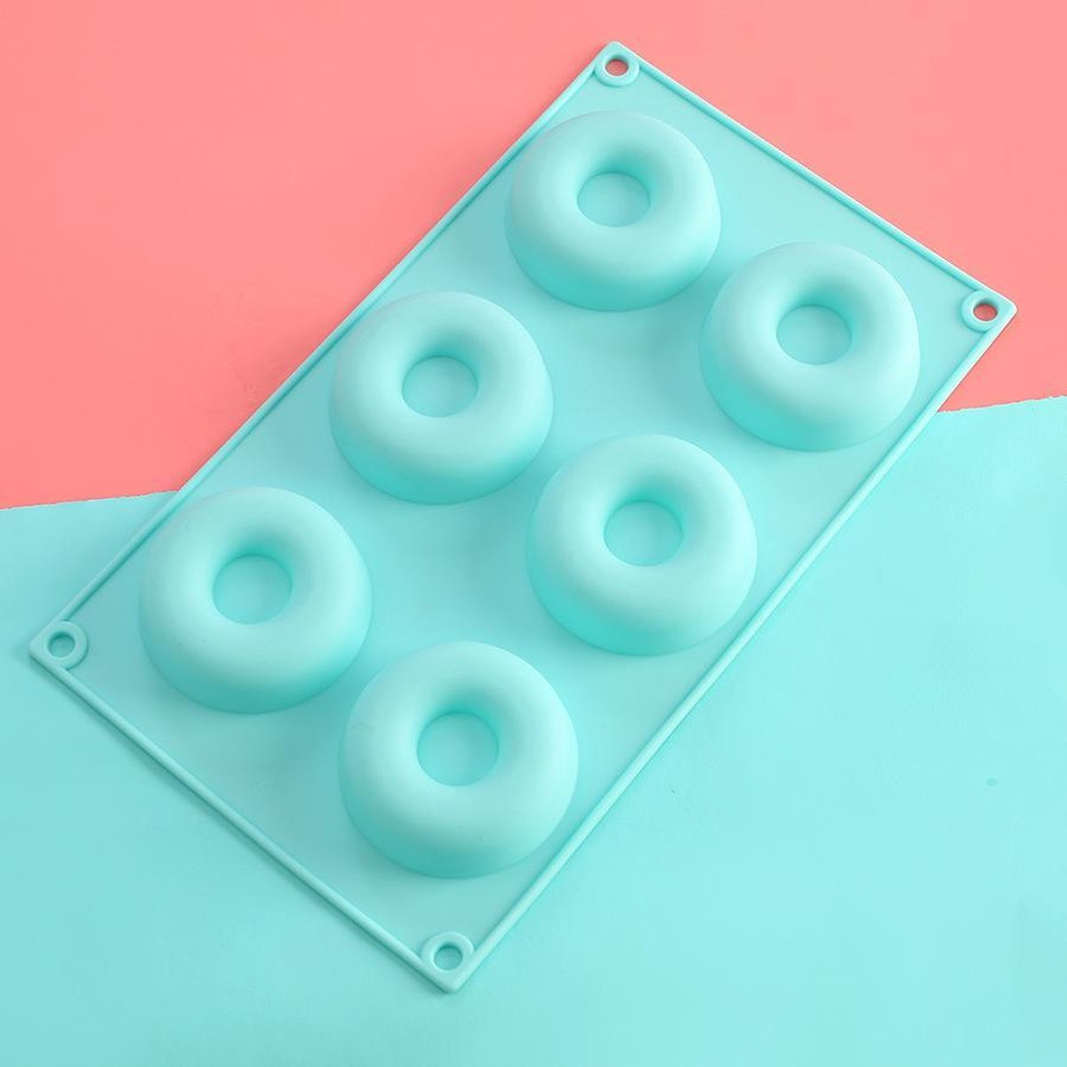 ZijTak - Donut bakvorm - Silicone - Donutvorm - Goede kwaliteit- Anti kleeflaag - 6 donuts - Zelf donuts bakken - Pastel turquoise blauw groen