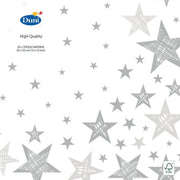 Duni Servetten Shining Star 3-laags 33 X 33 Cm Wit/grijs 20 Stuks