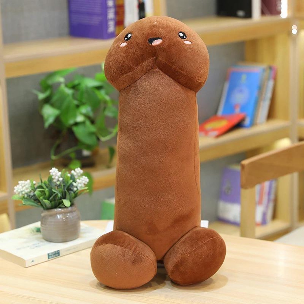 Piemel kussen - Penis kussen - 30 cm - Bruin - Piemel - Piemel decoratie - Piemel knuffel - Penis knuffel - vrijgezellenfeest vrouw
