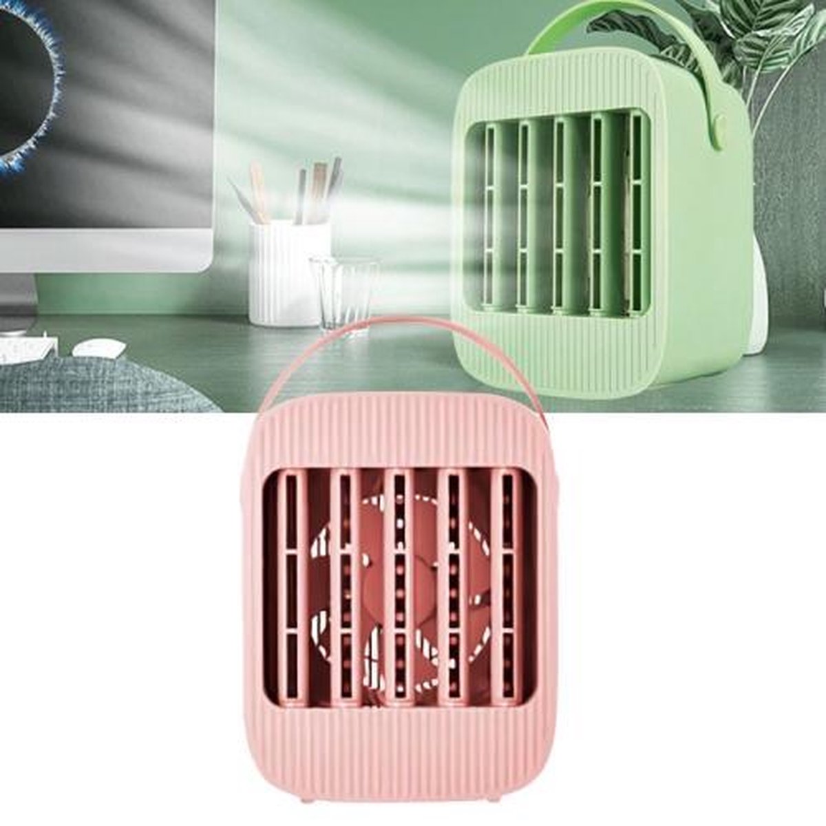 Portable Home Desktop Silent Mini oplaadbare ventilator (roze)