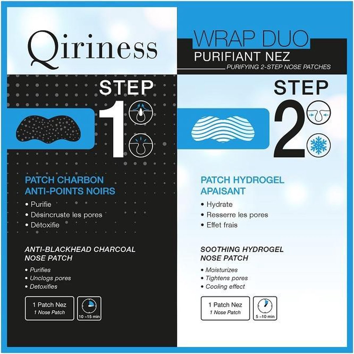 Qiriness - Wrap Duo Purifiant Nez Mask In A Plough For Two-Step Treatment To Clear The Score Of The Nose Area
