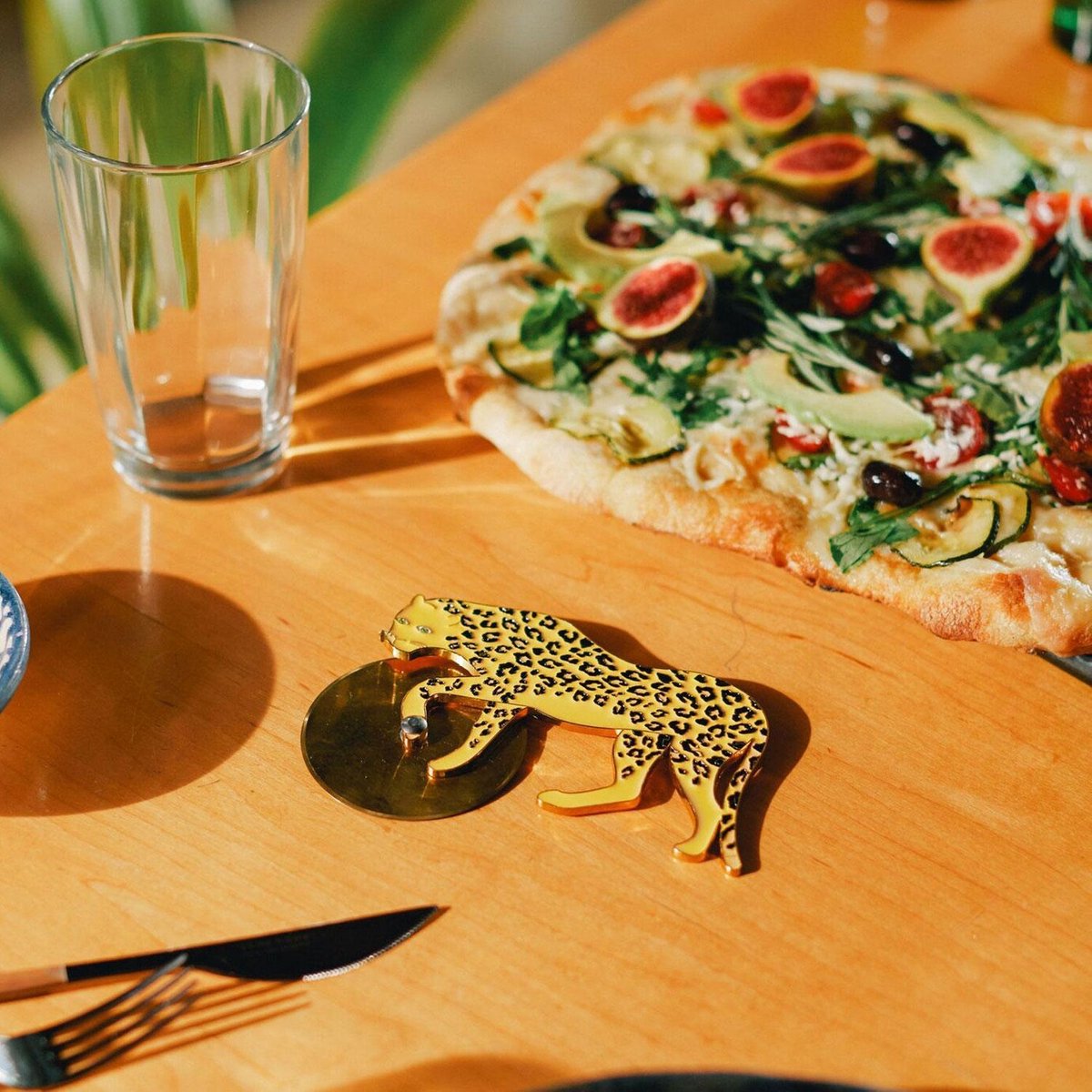 DOIY Mes  Pizzames - Pizzasnijder Luipaard metaal - B 16 cm