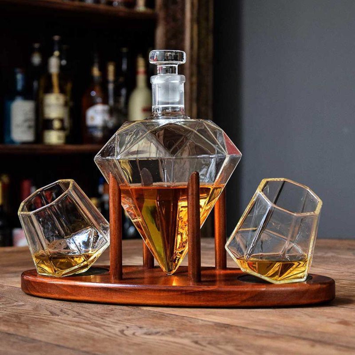 Mikamax – Diamant karaf Set Deluxe – Diamant decanteerder  - Whiskey Decanter – Incl. 2 glazen – 850ml