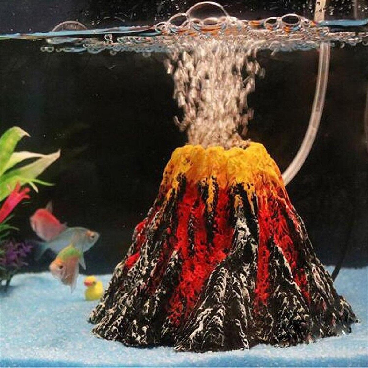 Dierplezier - Aquarium decoratie - Vulkaan - Zuurstofvulkaan 16 cm diameter - Aquarium toebehoren - Ook voor kleine visbokaaltjes - Mooie zuurstof bubbels – Levensecht