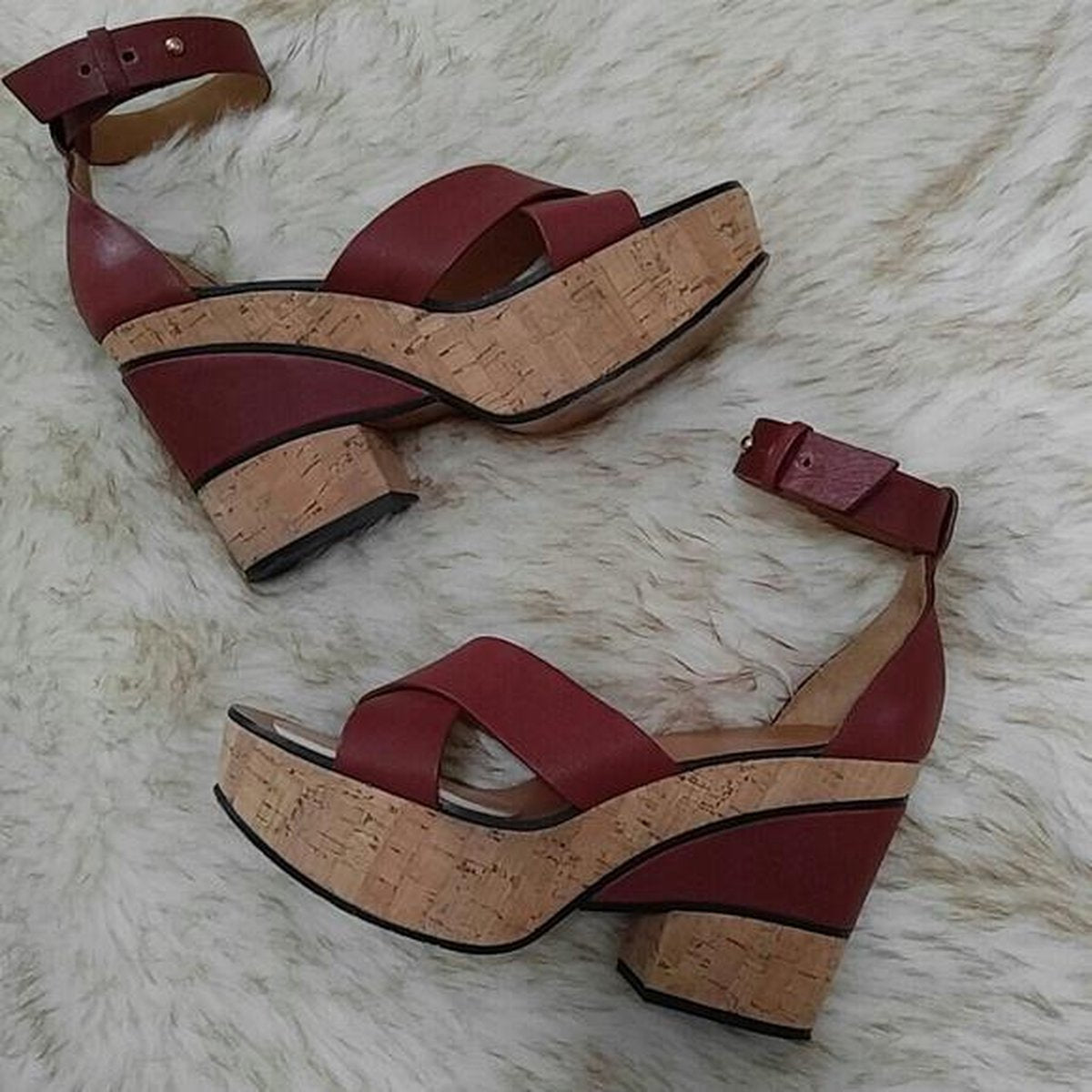 Chloé - Alice Sheep Skin 515 Sandaal - Cork Matt 518 - Maat 38 1/2