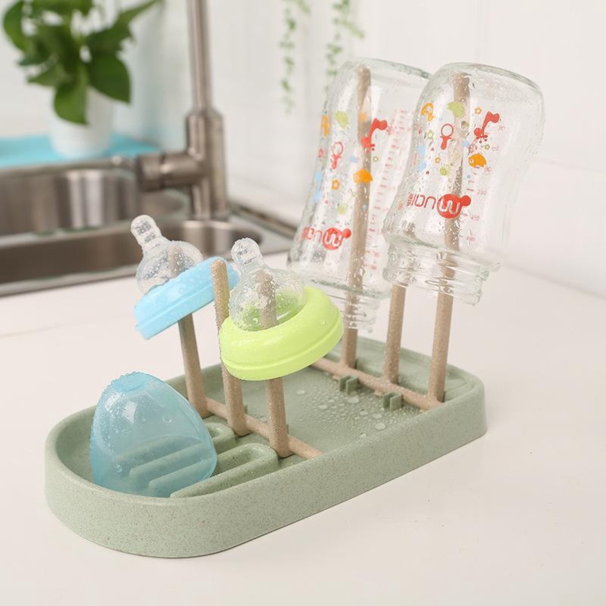 Ever Home Flessenrek - Afdruiprek - Flessendroogrek baby - Babyflessen - Groen
