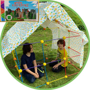 KidZzz® Gigafort Speelgoed Bouwpakket Buitenspeelgoed Glow in the Dark Bouw een Fort Speelhuis Boot Hut Tent Kasteel - Educatief Constructiespeelgoed zoals Knex - 120 stuks - Met Opbergtas