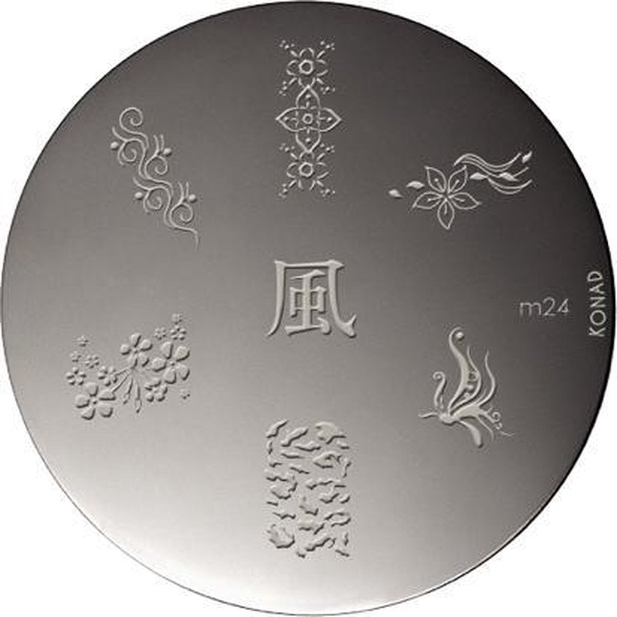 KONAD stamping plates M24 met 7 nagel figuurtjes.