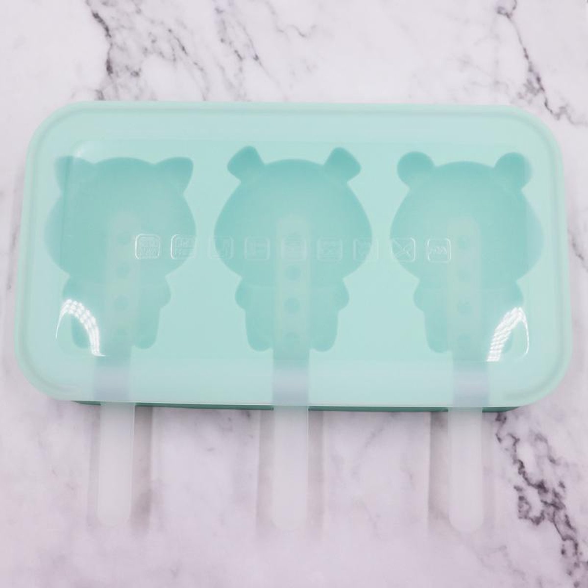 Itagala Ijsvormpjes Pig & Bears | kleur mintgroen | 3 in 1 Ijslollymaker | trendy en leuke Ijsjesvormpjes