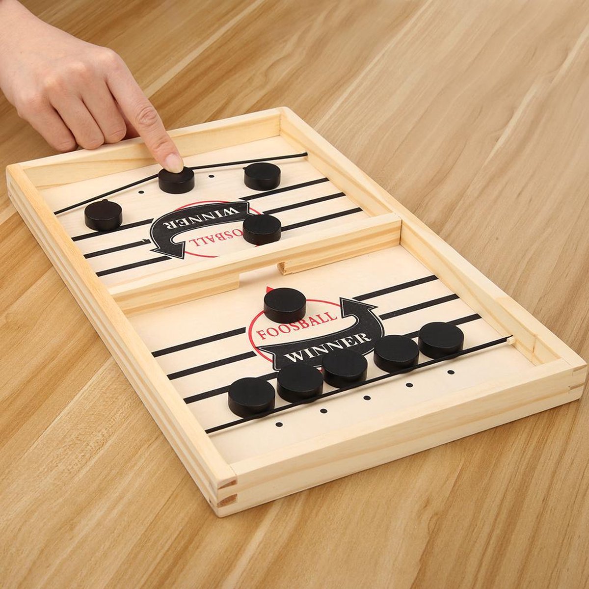 | Foosball Winner | Slingpuck | Houten Bordspel | Bordspel met Pucks | Bordspellen | Sjoelbak  Klein met Pucks