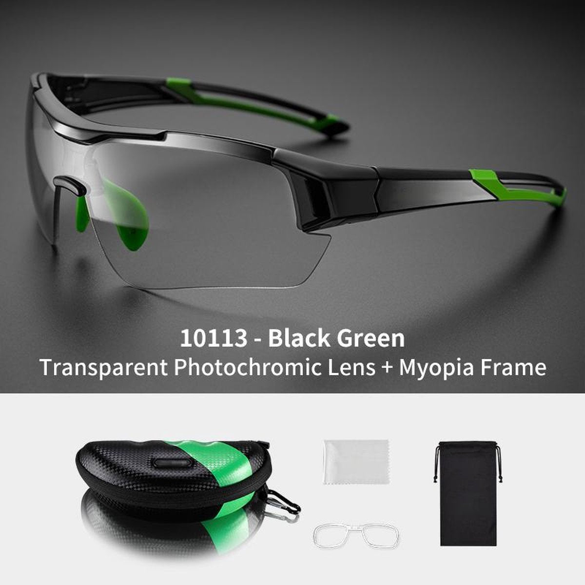 TBG Fietsen Bril Meekleurende Fiets Sport Zonnebril Mannen Vrouwen UV400 MTB Racefiets Bril Ultralight Outdoor Eyewear Black Green