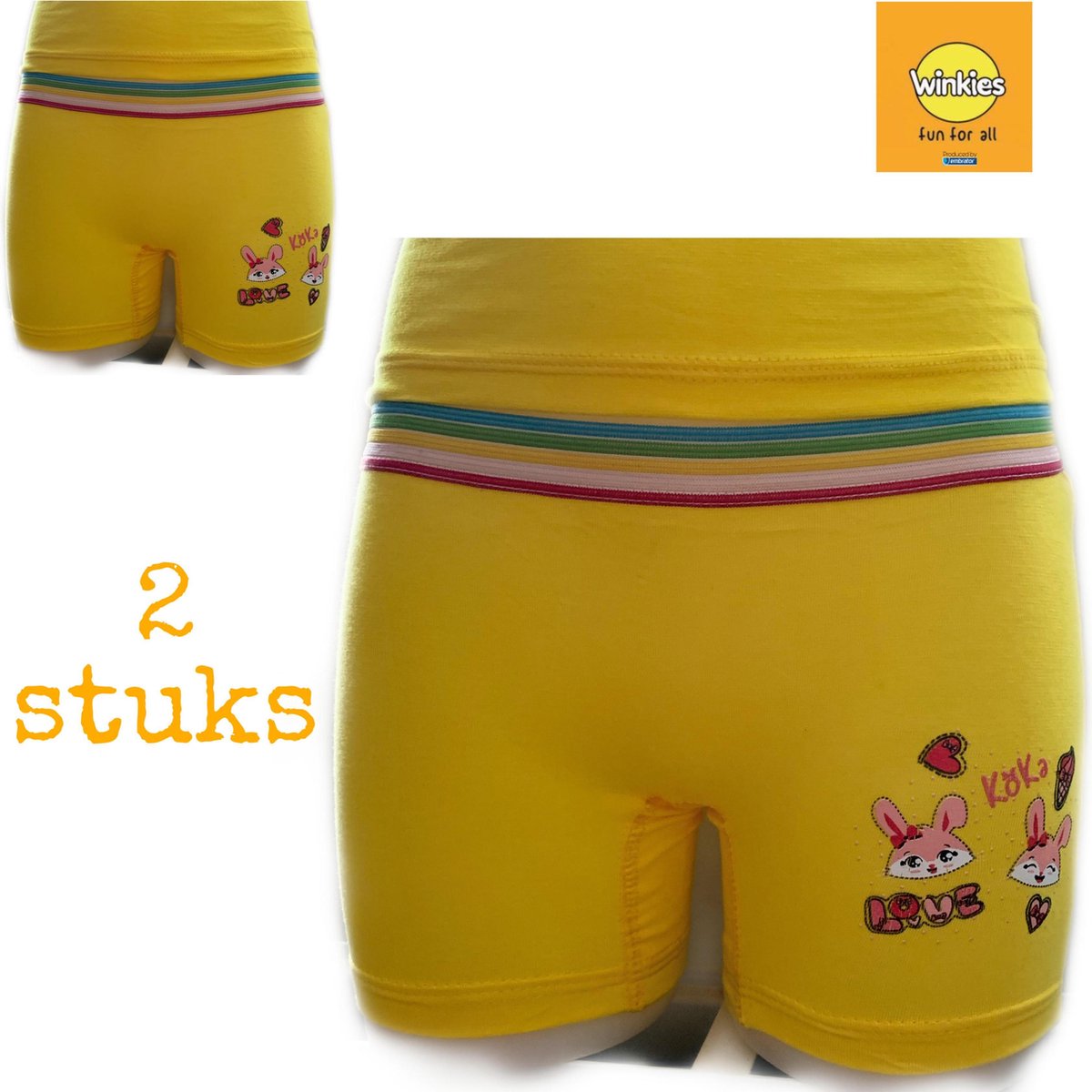 Embrator 2-stuks meisjes Boxershort met opdruk geel maat 86/92